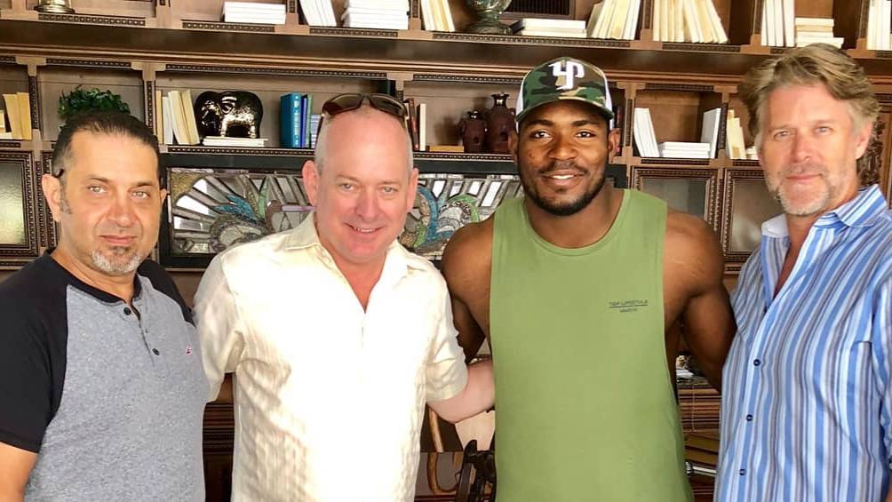 Hamid Moslehi, Jonathan Warren, Yasiel Puig, Slade Smiley at Thriller Villa