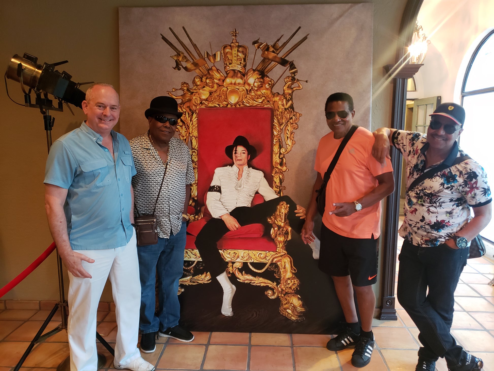 Jonathan Warren, Tito Jackson, Michael Jackson, Jackie Jackson,  Marlon Jackson at Thriller Villa