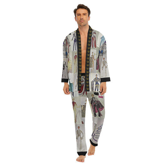 All-Over Print Men's Imitation Silk Pajama Sets