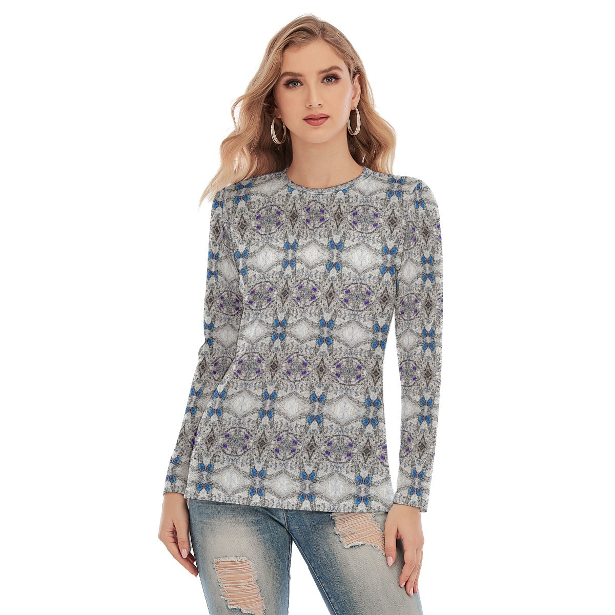 Liberace Costume Print Ladies Split Side Long Sleeve Tshirt