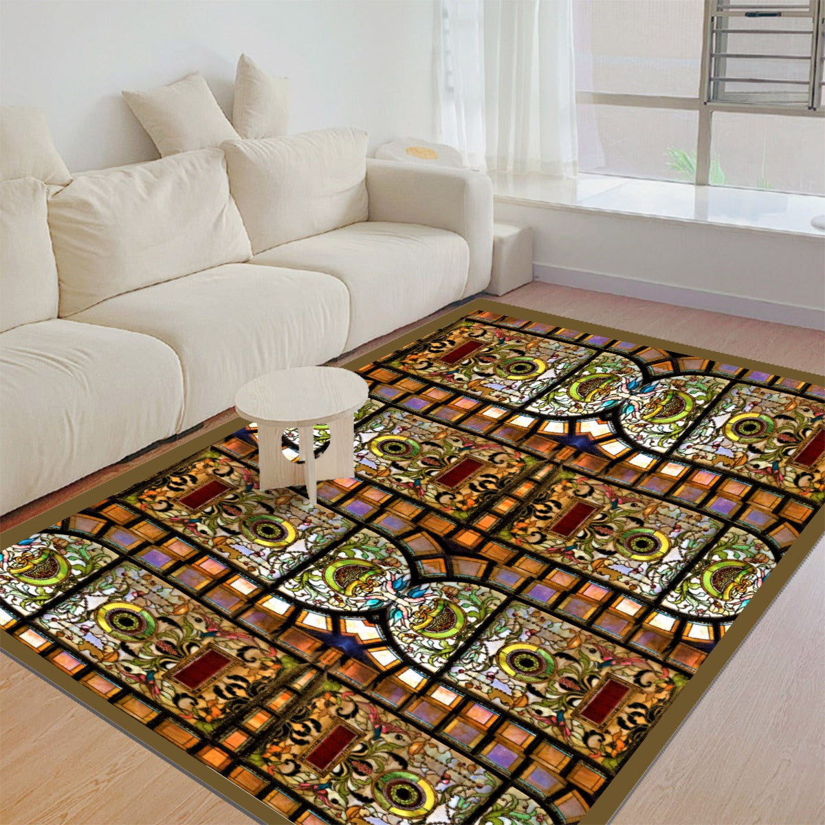 Liberace Stained Glass Print Area Plush Rug