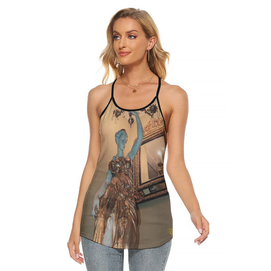Liberace Statue Print Ladies Open Back Top