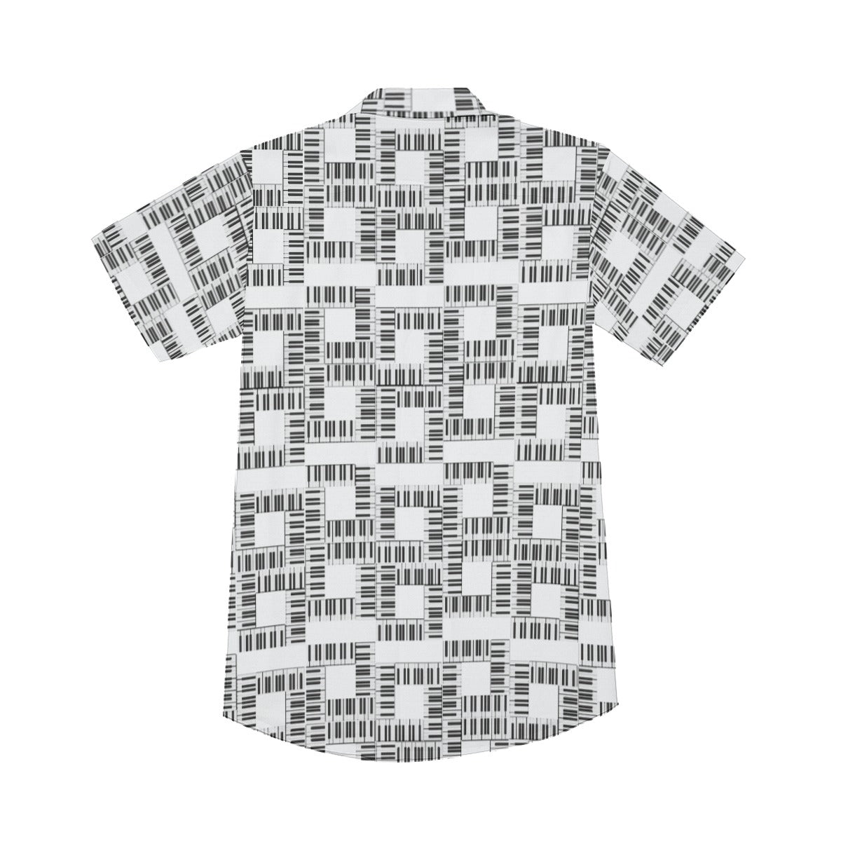 Liberace Piano Key Pattern Mens Short Sleeve Button-down Shirt white