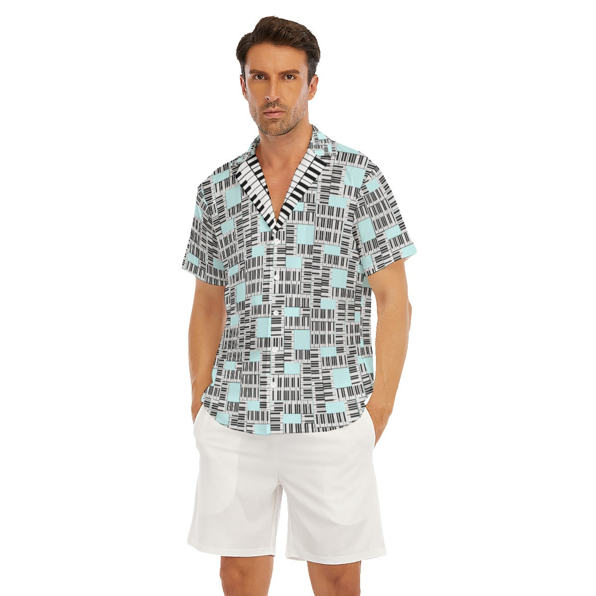 Liberace Piano Key Pattern Men's Button-down short sleeve shirt