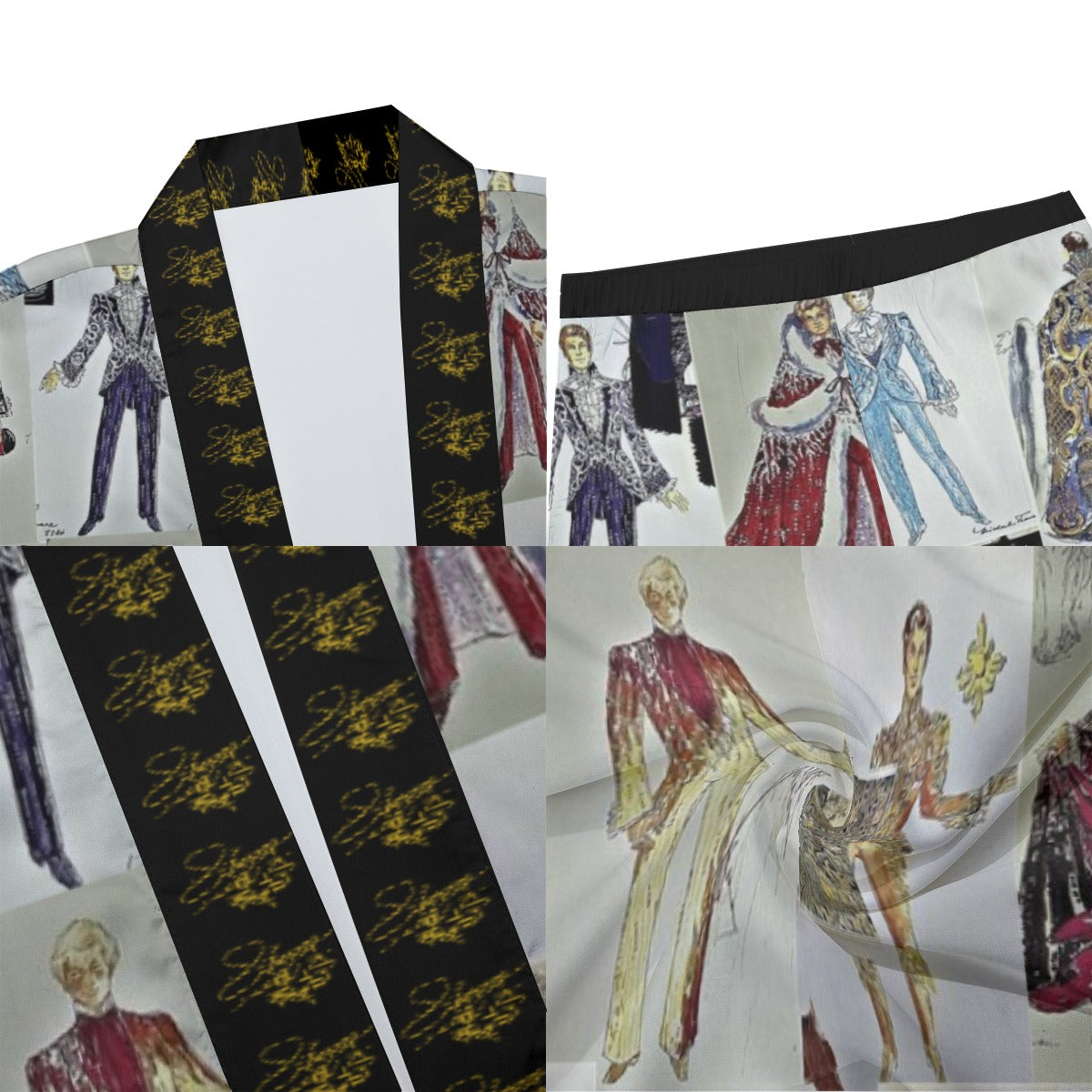 All-Over Print Men's Imitation Silk Pajama Sets