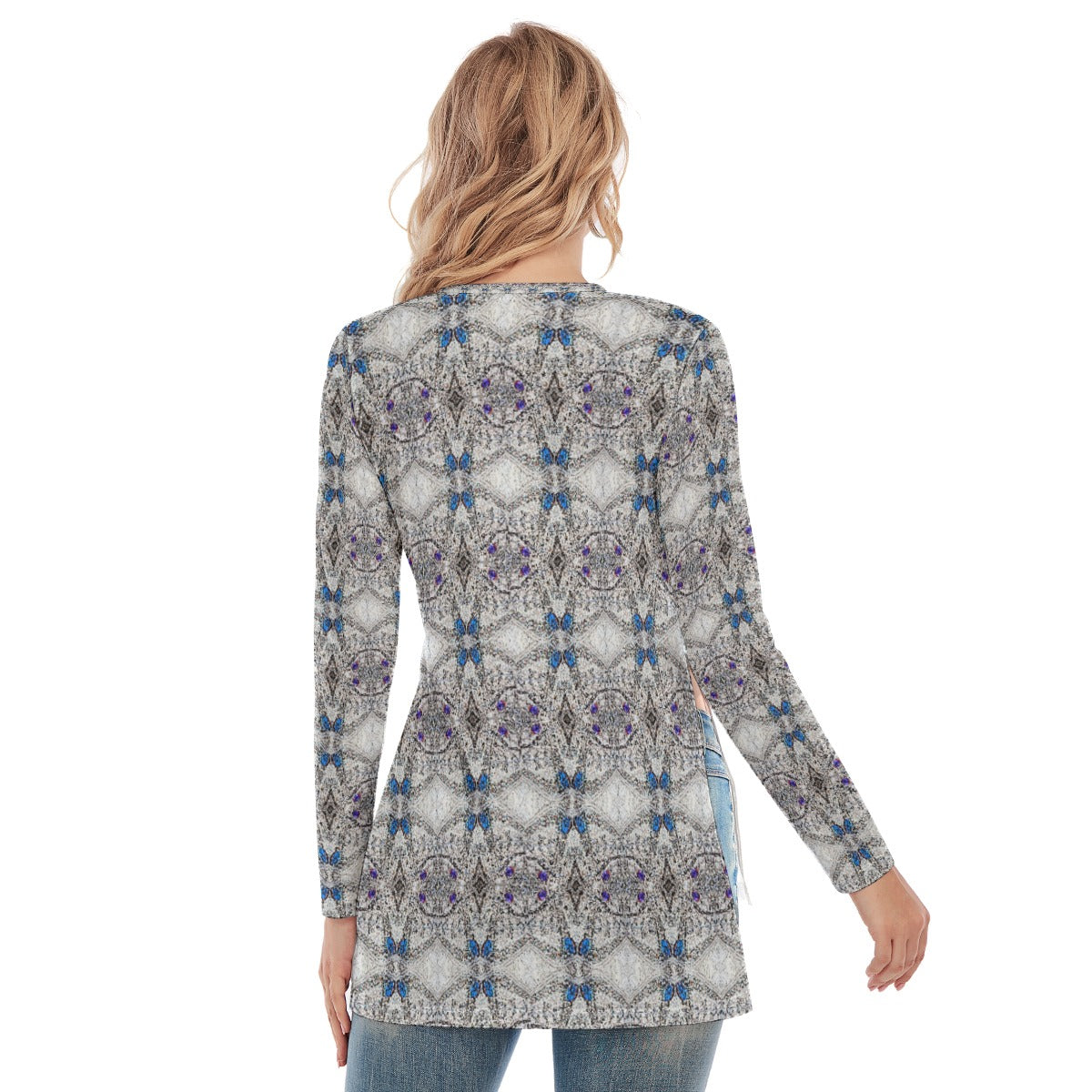 Liberace Costume Print Ladies Split Side Long Sleeve Tshirt