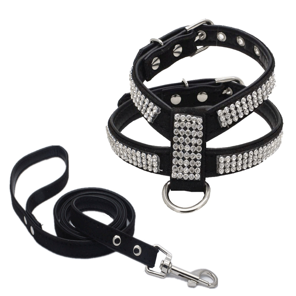 Rhinestone Pet Chest Harness and Leash Set