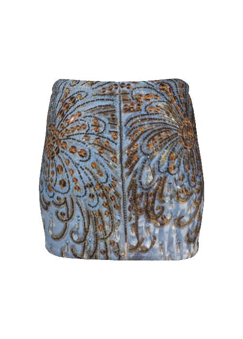 Liberace Costume Print "Unzipped" Miniskirt