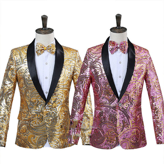 Two-tone Sequin Dinner Jacket and Tie Set