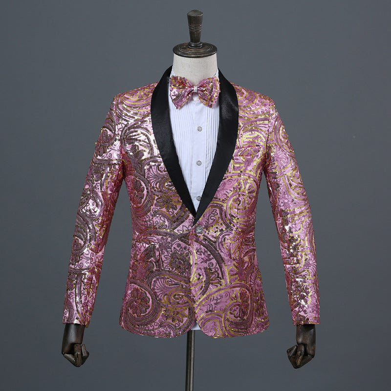 Two-tone Sequin Dinner Jacket and Tie Set
