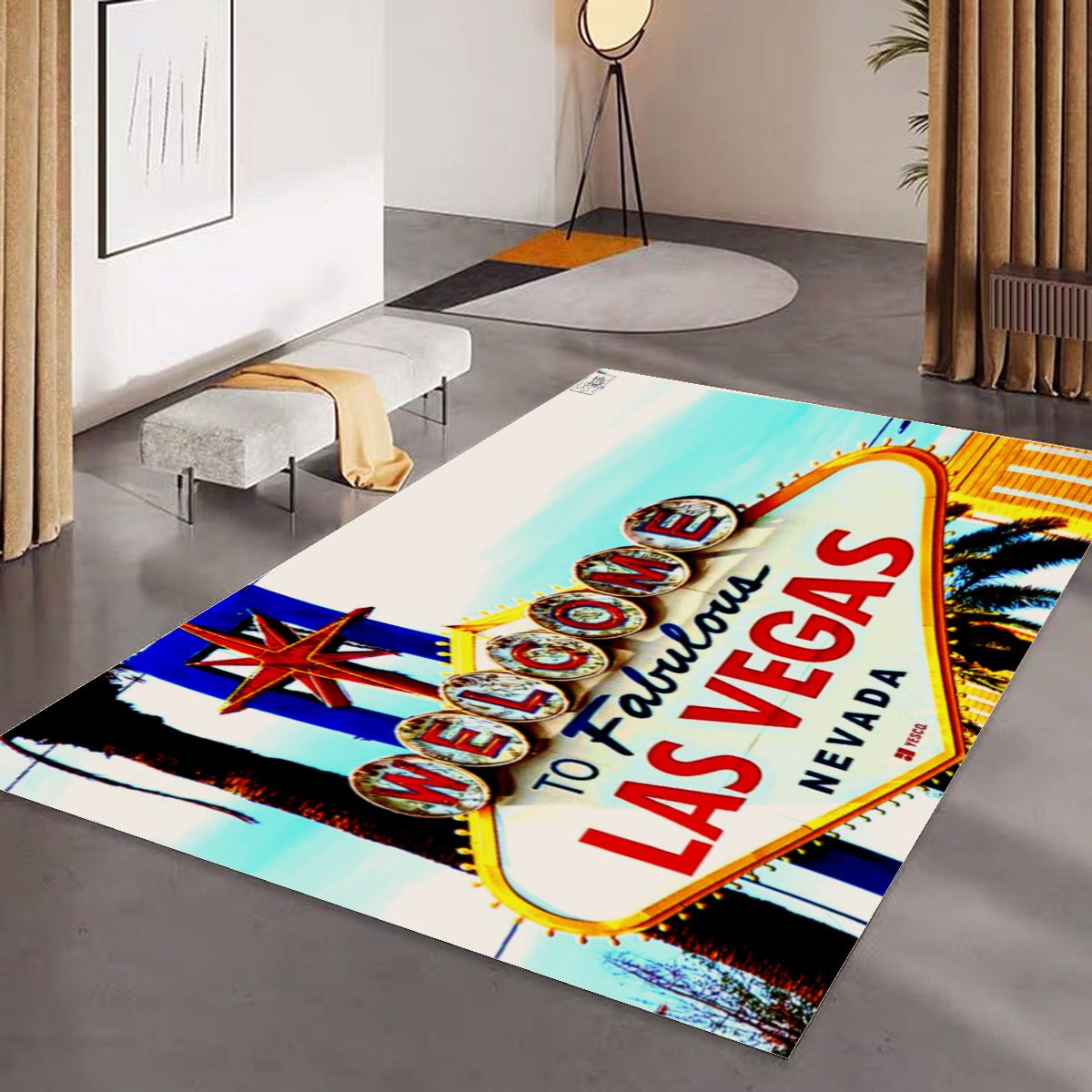 Fabulous Las Vegas Sign Photo Print Area Plush Rug
