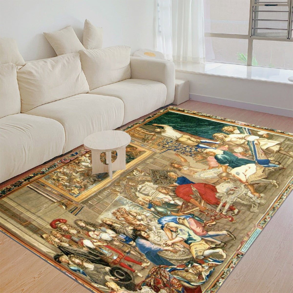 Palace at Versailles Charles Le Brun Louis XIV Tapestry Copy Plush Rug