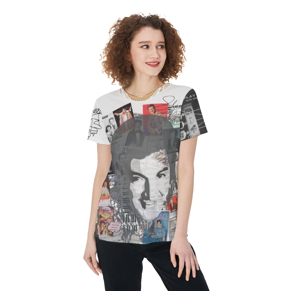 Liberace Collage Ladies T-shirt