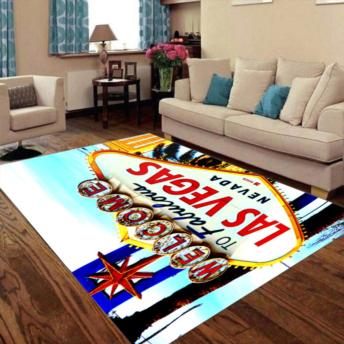 Fabulous Las Vegas Sign Photo Print Area Plush Rug