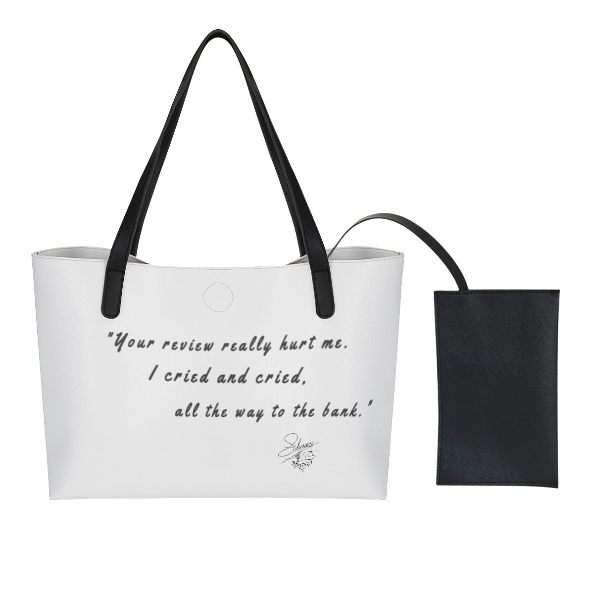 Liberace "I cried all the way to the bank" Shopping Tote Bag With Black Mini Purse