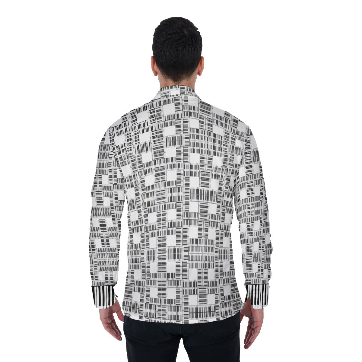 Liberace Piano Key Pattern Men's Long Sleeve Shirt