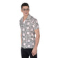 Liberace Piano Key Pattern Men's Short Sleeve Button-Down in salmon