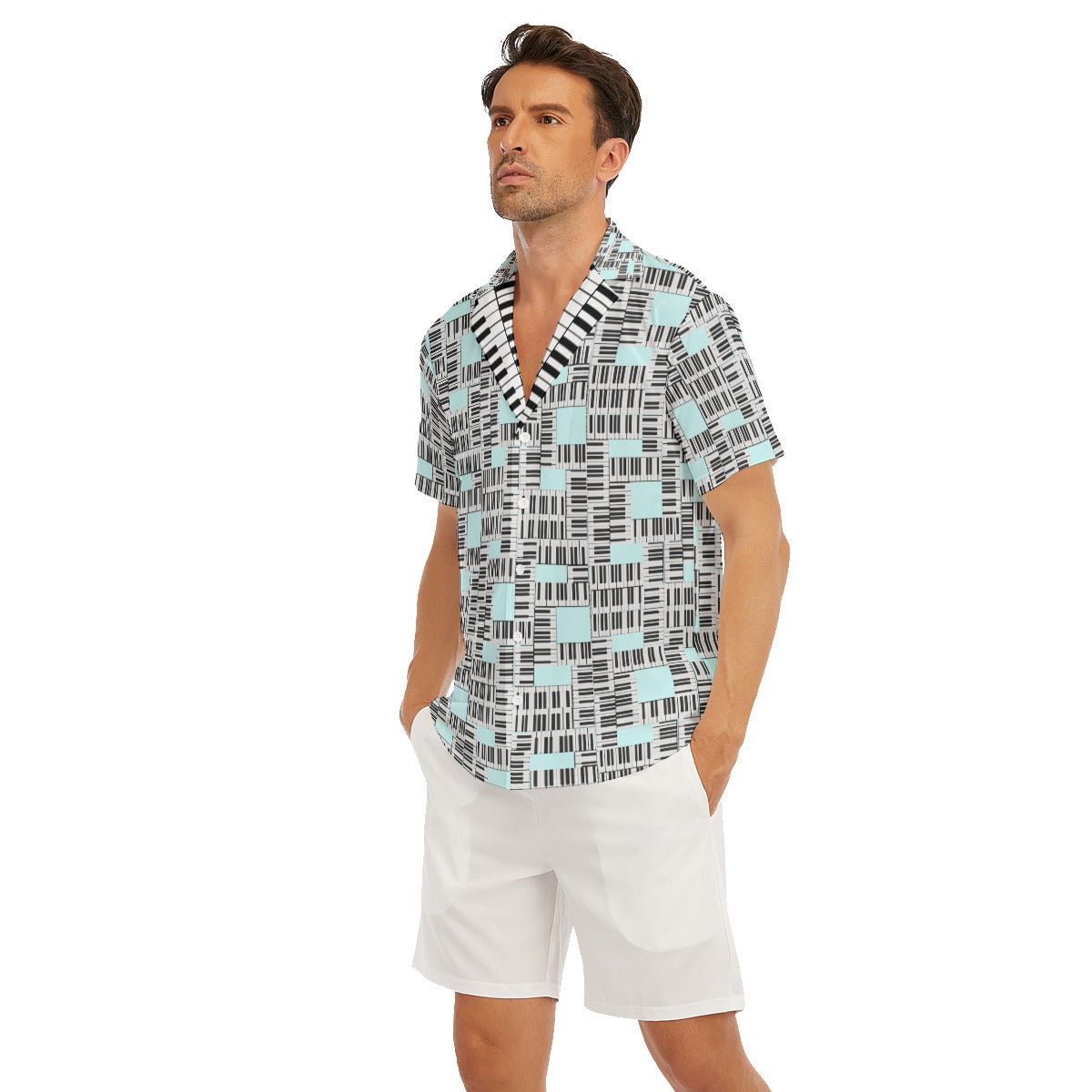 Liberace Piano Key Pattern Men's Button-down short sleeve shirt