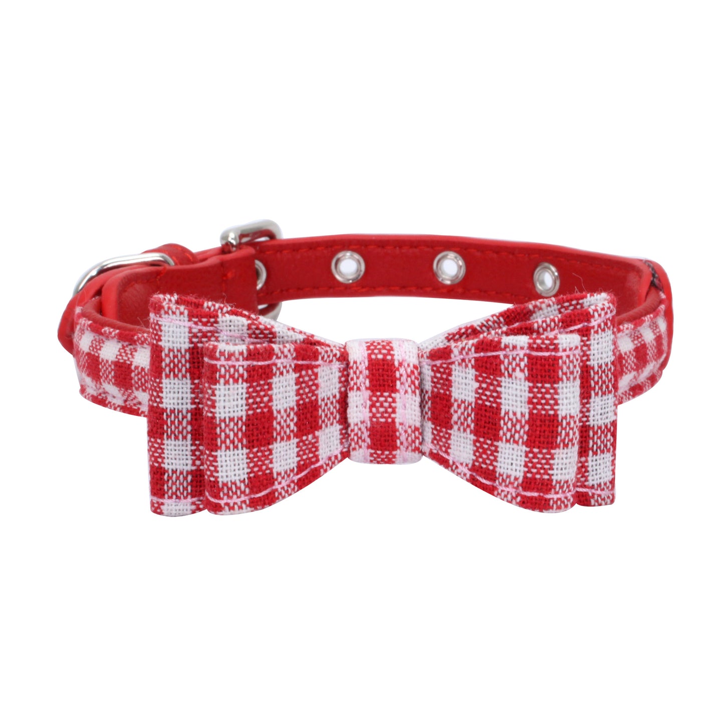 Leather Lamé Bowtie Dog Collar