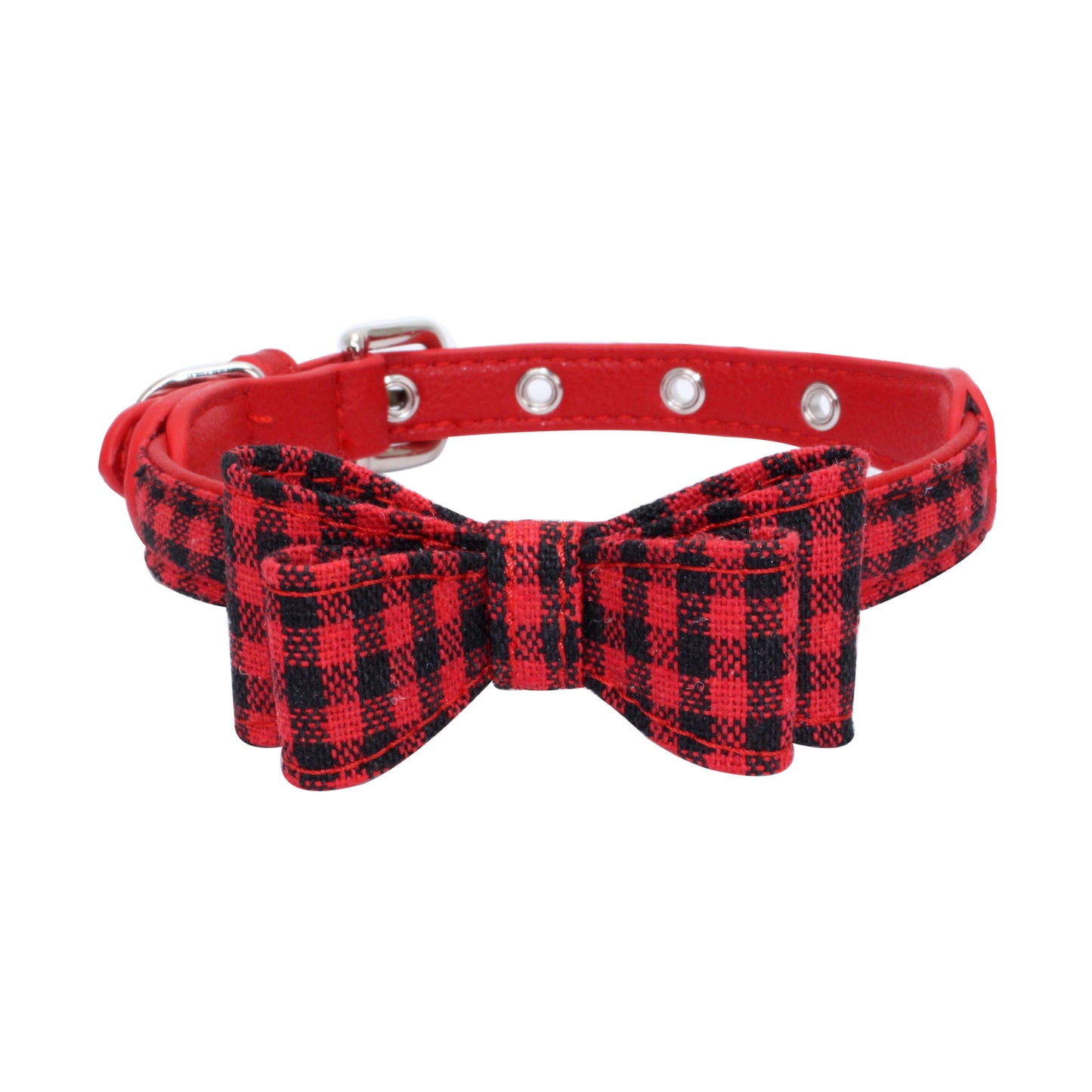 Leather Lamé Bowtie Dog Collar