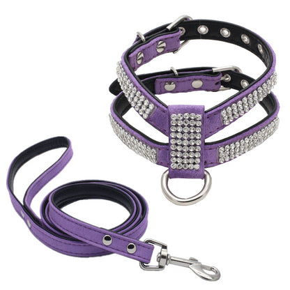 Rhinestone Pet Chest Harness and Leash Set