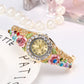 Ladies' Enameled Floral & Crystal Watch