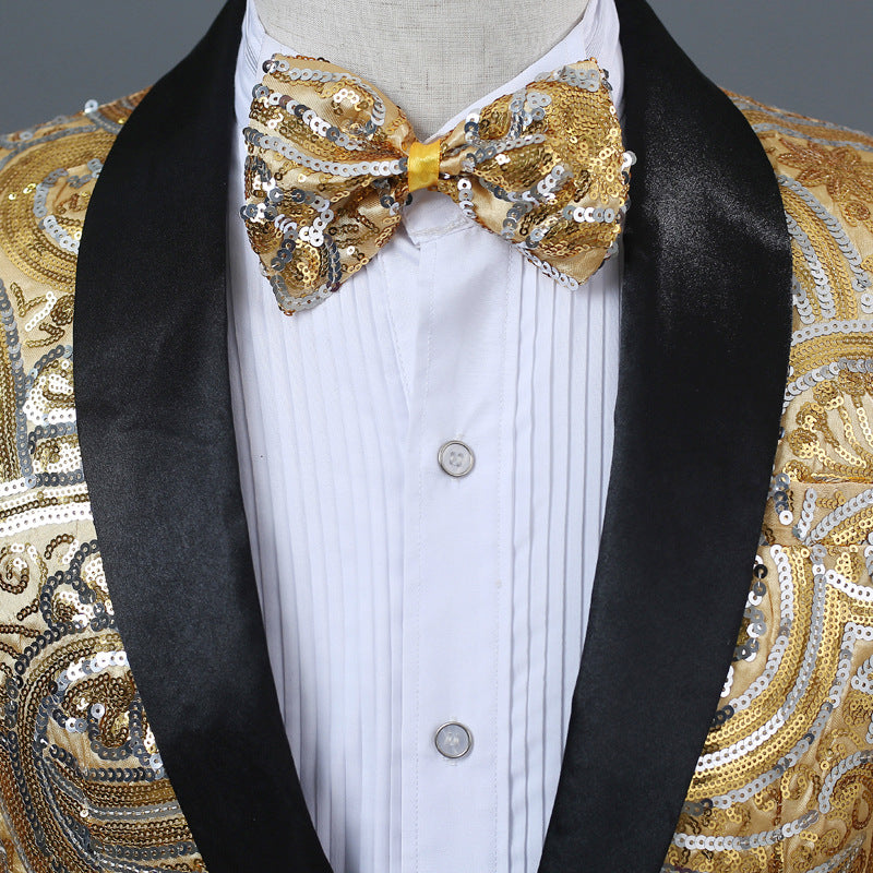 Two-tone Sequin Dinner Jacket and Tie Set