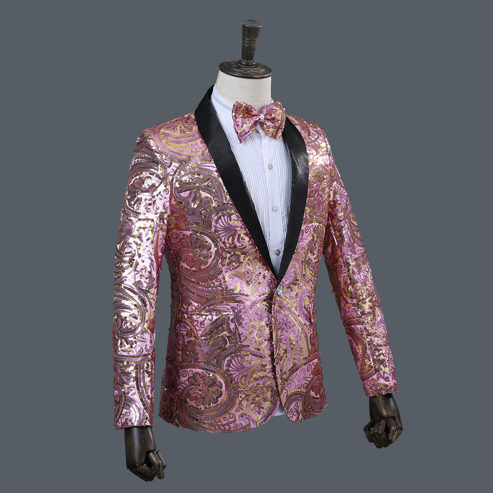 Two-tone Sequin Dinner Jacket and Tie Set