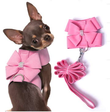 Liberace Pets Bling Bow Dog Harness and Leash Set