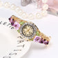 Ladies' Enameled Floral & Crystal Watch