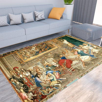 Palace at Versailles Charles Le Brun Louis XIV Tapestry Copy Plush Rug