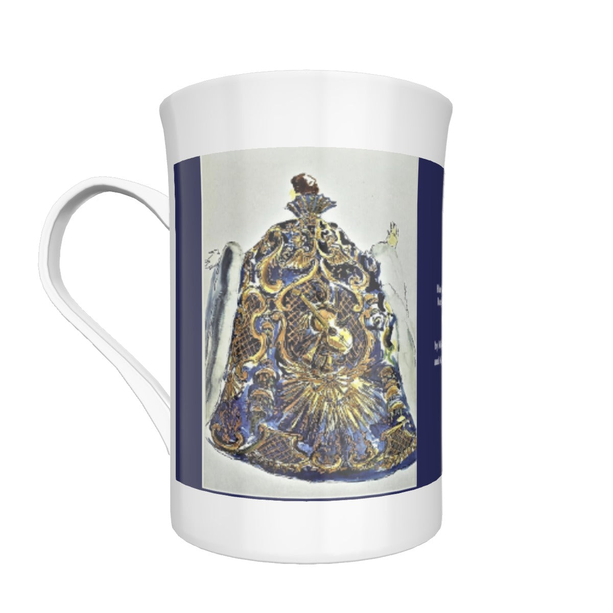 Liberace Costume Sketch Print Ceramic: Blue and Gold Rococo Cape