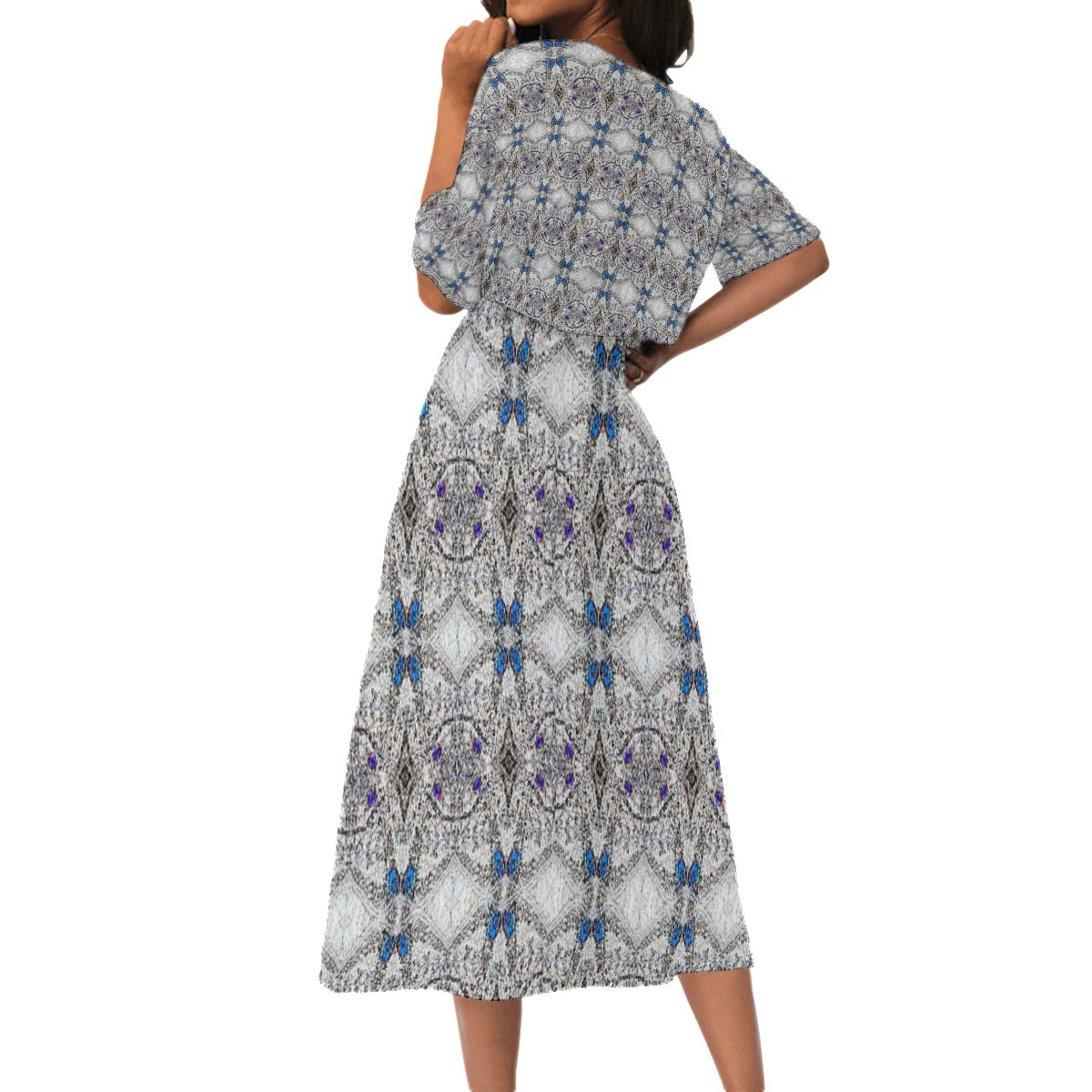 Liberace Crystal Cape Pattern Print Dress